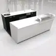 BANCO BAR E RETROBANCO - MOD. START UP L2500 H951 BC - CON BANCALINA IN VETRO - N. 3 CELLE CON REFRIGERAZIONE VENTILATA - ALIMENTAZIONE V 230/50Hz MONOFASE - CON UNITA' CONDENSATRICE INCORPORATA - POSTAZIONE PER MACCHINA CAFFE' - LAVELLO CON MISCELATORE M