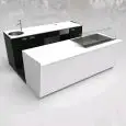 BANCO BAR E RETROBANCO - MOD. START UP L2500/SX H951 VT - CON VASCA REFRIGERATA PER L'ESPOSIZIONE DI FOOD & BEVERAGE A SINISTRA - VETRO PER PROTEZIONE VASCA REFRIGERATA - N. 3 CELLE CON REFRIGERAZIONE VENTILATA - ALIMENTAZIONE V 230/50Hz MONOFASE - CON UN
