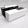 BANCO BAR E RETROBANCO - MOD. START UP L2500/SX H951 PL - CON VASCA REFRIGERATA PER L'ESPOSIZIONE DI FOOD & BEVERAGE A SINISTRA - COPERTURA IN PLEXIGLASS PER VASCA REFRIGERATA - N. 3 CELLE CON REFRIGERAZIONE VENTILATA - ALIMENTAZIONE V 230/50Hz MONOFASE -
