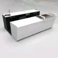 BANCO BAR E RETROBANCO - MOD. START UP L3000/SX H951 BC - CON VASCA REFRIGERATA PER L'ESPOSIZIONE DI FOOD & BEVERAGE A SINISTRA - BANCALINA IN VETRO TRASPARENTE DI PROTEZIONE PER VASCA REFRIGERATA - N. 3 CELLE CON REFRIGERAZIONE VENTILATA - ALIMENTAZIONE 