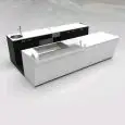 BANCO BAR E RETROBANCO - MOD. START UP L3500/DX H951 BC - CON VASCA REFRIGERATA PER L'ESPOSIZIONE DI FOOD & BEVERAGE A DESTRA - BANCALINA IN VETRO TRASPARENTE DI PROTEZIONE PER VASCA REFRIGERATA - N. 3 CELLE CON REFRIGERAZIONE VENTILATA - ALIMENTAZIONE V 