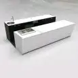 BANCO BAR E RETROBANCO CON ESPOSITORE GELATO PANORAMA - MOD. START UP L1000PANORAMA+L2500 H951 - N. 3 CELLE CON REFRIGERAZIONE VENTILATA - ALIMENTAZIONE V 230/50Hz MONOFASE - CON UNITA' CONDENSATRICE INCORPORATA - POSTAZIONE PER MACCHINA CAFFE' - LAVELLO 