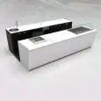 BANCO BAR E RETROBANCO CON ESPOSITORE GELATO PANORAMA - MOD. START UP L1000PANORAMA+L2500/SX H951 VT - CON VASCA REFRIGERATA PER L'ESPOSIZIONE DI FOOD & BEVERAGE A SINISTRA - VETRO PER PROTEZIONE VASCA REFRIGERATA - N. 3 CELLE CON REFRIGERAZIONE VENTILATA