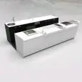 BANCO BAR E RETROBANCO CON ESPOSITORE GELATO PANORAMA - MOD. START UP L1000PANORAMA+L2500/SX H1150 - CON VASCA REFRIGERATA PER L'ESPOSIZIONE DI FOOD & BEVERAGE A SINISTRA - N. 1 BANCALINA IN VETRO TRASPARENTE DI PROTEZIONE PER VASCA REFRIGERATA - N. 1 BAN