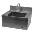 LAVAMANI A PARETE - MOD. 34237A2 - STRUTTURA IN INOX - COMANDO A GINOCCHIO - DIMENSIONI cm L 50 x P 50 x h 21/31 con alzatina