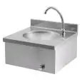 LAVAMANI A PARETE - MOD. 34234A2 - STRUTTURA IN INOX - COMANDO A GINOCCHIO - DIMENSIONI cm L 40 x P 40 x h 20/26 con alzatina