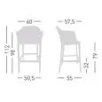 SGABELLO MANAA - MOD. MANAA 79 - TELAIO IN TECNOPOLIMERO - SGABELLO RIVESTITO - PER USO INTERNO - DIM. cm L 50,5 x P 55 x H 112 - NORMA CE