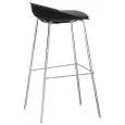 Sgabello - colore nero - Struttura in metallo cromato, seduta in polipropilene, cuscino in ecopelle - Modello 1630-EV23N