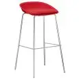 Sgabello - colore rosso - Struttura in metallo cromato, seduta in polipropilene, cuscino in ecopelle - Modello 1630-EV23R-02