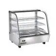 ESPOSITORE DA BANCO VETRINA RISCALDATA SNACK IN ACCIAIO INOX E METALLO - VETRO CURVO - Mod. AK120EC - Temperatura +30°/+90°C - Capacità Lt. 120 - Alimentazione MONOFASE V230 50/60 HZ - Potenza W 1100 - Dimensioni cm L 68 x P 57 x h 67