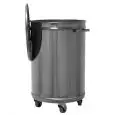 PORTARIFIUTI CARRELLATO IN ACCIAIO INOX - STRUTTURA A FORMA CILINDRICA IN ACCIAIO INOX AISI 304 - COPERCHIO STAMPATO - RUOTE PIROETTANTI