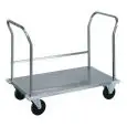 CARRELLO PORTA CASSE - MOD. CPB1472 - Pianale in lamiera d'acciaio inox - Doppio manico - Ruote ø mm 140 - Dim. cm L 61 x P 110 x h 85