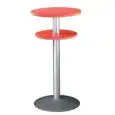 TAVOLO - MOD. TKITT.DPBT54 - TAVOLO CON DOPPIO PIANO - BASAMENTO DPBT54 ROTONDO (Ø cm 54) IN METALLO SOVRASTAMPATO CON TECNOPOLIMERO - COLONNA IN ALLUMINIO ANODIZZATO - BASAMENTO DISPONIBILE NEI COLORI ALLUMINIO E NERO - PIANO IN TECNOPOLIMERO - PER USO I