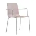 SEDIA INGA CON BRACCIOLI - MOD. INGA 5614 - STRUTTURA IN TUBO D'ACCIAIO CROMATO O VERNICIATO - SCOCCA IN MULTISTRATO IMPIALLACCIATO ROVERE - PER USO INTERNO - DIM. cm L 53,5 x P 52 x H 80 - NORMA CE