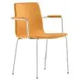 SEDIA INGA IMBOTTITA CON BRACCIOLI - MOD. INGA 5685 - STRUTTURA IN TUBO D'ACCIAIO CROMATO O VERNICIATO - SCOCCA E BRACCIOLI IMBOTTITI - PER USO INTERNO - DIM. cm L 59 x P 52 x H 80,5 - NORMA CE