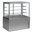 VETRINA NEUTRA (SENZA GRUPPO E SENZA EVAPORATORE) - IDEALE PER L' ESPOSIZIONE DI PASTICCINI SECCHI - MOD. KRISTALL_NE - STRUTTURA IN VETRO - PIANO ESPOSITIVO INFERIORE IN ACCIAIO INOX AISI 304 - COMPLETA DI 3 RIPIANI IN VETRO - ILLUMINAZIONE A LED - ALIME