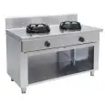 CUCINA CINESE A GAS 2 FUOCHI  - MOD. EE02 - Costruita esclusivamente su misura - Vano a giorno - Piano liscio - Potenza a gas a scelta tra kW 9,5/14/21 - Dimensioni: cm L 100 x P 50 x H 85 - Norma CE