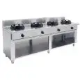 CUCINA CINESE A GAS 4 FUOCHI  - MOD. EE04 - Costruita esclusivamente su misura - Vano a giorno - Piano liscio - Potenza a gas a scelta tra kW 9,5/14/21 - Dimensioni: cm L 200 x P 50 x H 85 - Norma CE