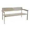 DIVANO 2 POSTI - MOD. 260 - STRUTTURA IN ALLUMINIO VERNICIATO - CON BRACCIOLI IN TEAK - PER USO INTERNO/ESTERNO - ALTEZZA SEDUTA cm 40 - DIM. cm L 147 x P 65 x H 71 - PESO Kg 18,5 - NORMA CE