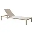 LETTINO DA SOLE IMPILABILE SHINE - MOD. 295 - STRUTTURA IN ALLUMINIO VERNICIATO - SEDUTA E SCHIENALE IN TESSUTO EMU-TEX - BRACCIOLI IN TEAK NON INCLUSI - RUOTE A SCOMPARSA - PER USO ESTERNO - DIM. cm L 209 x P 77 x H 36/97 - NORMA CE
