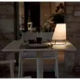 LAMPADA PICCOLA CONE - MOD. 2001 - STRUTTURA IN ACCIAIO VERNICIATO - PARALUME IN POLICARBONATO - RIVESTIMENTO PARALUME IN TESSUTO STAMPATO - PER USO INTERNO/ESTERNO - DIM. cm Ø 17,5 x H 22 - NORMA CE