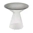 TAVOLO BASSO HEAVEN - MOD. 495 - STRUTTURA IN ACCIAIO PRE ZINCATO A CALDO VERNICIATO - PIANO IN CRISTALLO NON INCLUSO - PER USO ESTERNO - DIM. cm Ø 45 x H 46 - NORMA CE