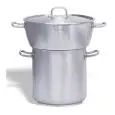 COUSCOUSSIERA BOMBATA IN ACCIAIO INOX 18/10 CON COPERCHIO - COMPATIBILE CON CUCINA AD INDUZIONE