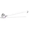 MESTOLO MONOBLOCCO PER SALSE CON 2 BECCHI A VERSARE IN ACCIAIO INOX - CAPACITA' Lt. 0,07 - LUNGHEZZA MANICO cm. 31 - DIMENSIONI ø cm. 6,5