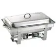 DEDRA CHAFING DISH GASTRONORM 1/1 (H mm. 65) CON COPERCHIO NORMALE IN ACCIAIO INOX - COMPLETO DI DUE FORNELLETTI (escluso gel combustibile) - CAPACITA' Lt. 8,5 - DIMENSIONI mm. L 610 x P 360 x 300 h