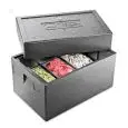 CONTENITORE ISOTERMICO IN POLIPROPILENE PORTA BACINELLE GELATERIA - COPERCHIO CON TERMOMETRO INTEGRATO - DIMENSIONI mm. 635x420x440h