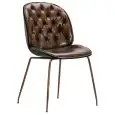 Sedia - colore marrone - Struttura in metallo verniciato, scocca imbottita in ecopelle anticata - Modello 1748-XH9M-LAT-01