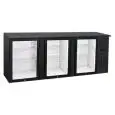 ESPOSITORE REFRIGERATO IN ACCIAIO - Mod. QBG 300 - Temperatura +2°/+8°C - Capacità lt. 500 - Alimentazione MONOFASE V230/1 - Potenza W 373 - Dimensioni cm. L 208,5 x P 53,5 x h 86 - Peso Kg. 121