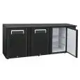 FRIGORIFERO RETRO BAR PER BIBITE - Mod. QB 300 - Temperatura +2°/+8°C - Capacità lt. 500 - Alimentazione MONOFASE V230/1 - Potenza W 351 - Dimensioni cm. L 208,5 x P 51,5 x h 86 - Peso Kg. 119