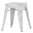 Sgabello - colore bianco - ​Struttura in metallo verniciato, effetto anticato - Modello 1832-BS18AW