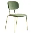 Sedia - colore verde - Struttura in metallo ottonato, seduta e schienale imbottiti, rivestimento in velluto - Modello 1863-FR02LV