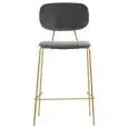 Sgabello - colore grigio - Struttura in metallo ottonato, seduta e schienale imbottiti, rivestimento in velluto - Modello 1867-FR06G
