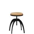 Sgabello - colore nero - Struttura in metallo verniciato, seduta regolabile in legno e sughero - Modello 1915-CD03-SUG
