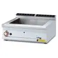 BAGNOMARIA TOP A GAS - MOD. BMT/98G - Capacità bacinelle: n. 1  GN 2/1 + n. 2  GN 1/3 H15 - Dimensioni: cm L 80 x P 90 x H 28 - Norma CE