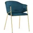 Poltroncina - colore blu - ​Struttura in metallo ottonato, seduta e schienale imbottiti, rivestimento in tessuto o velluto - Modello 1938-UK01-blue-velluto