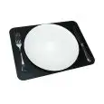 C/4 Tovaglietta Rettangolare Gourmet Tan/Nero in Tessuto Tecnico Antimacchia Effetto Pelle - MEDRI Linea COLOUR - Codice MRPTN - Dimensioni  40x30 - Imballo confezione da n. 1 Unità
