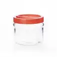 Contenitore Con Tappo A Vite Rosso in Vetro - Plastica - BORGONOVO Linea ORTES - Capacità 25 kg - Diametro 16,5 cm - Altezza 145 - Imballo confezione da n. 6 Unità