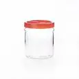Contenitore Con Tappo A Vite Rosso in Vetro - Plastica - BORGONOVO Linea ORTES - Capacità 1 kg - Diametro 125 cm - Altezza 115 - Imballo confezione da n. 6 Unità