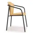 POLTRONA FINN METAL WOOD CON BRACCIOLI - MOD. 2896 - TELAIO DIAM. ø mm. 25 VERNICIATO ANTRACITE O VERNICIATO TERRACOTTA - SEDUTA E SCHIENALE IN LEGNO - PER USO INTERNO - IMPILABILE - DIM. cm L 58 x P 55 x H 78 - NORMA CE