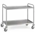 Carrello di servizio in acciaio inox AISI 201 - Mod. 2P100-60 - 2 piani - piano cm 100 x 60 - portata 80 kg - Dimensioni cm 109 x 69 x 94 h