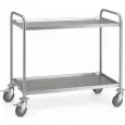 Carrello di servizio in acciaio inox AISI 201 - Mod. 2P80-50 - 2 piani - piano cm 80 x 50 - portata 80 kg - Dimensioni cm 89 x 59 x 94 h