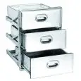 CASSETTIERA INOX 1/3 - Linea 3000 - Mod. 3020/A - Foro banco cm L 44 x 59 H - Profondità cassetto cm 49,5