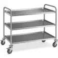 Carrello di servizio in acciaio inox AISI 201 - Mod. 3P100-60 - 3 piani - piano cm 100 x 60 - portata 80 kg - Dimensioni cm 109 x 69 x 94 h