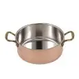 Casseruola Bassa 2 Manici  in Rame Stagnato - L.A.R. Linea RAME STAGNATO - Codice 1121 - Diametro 24 cm - Imballo confezione da n. 1 Unità