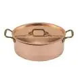 Casseruola Ovale Con Coperchio  in Rame Stagnato - L.A.R. Linea RAME STAGNATO - Codice 1129 - Diametro 30 cm - Imballo confezione da n. 1 Unità