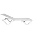 Lettino - colore bianco - Struttura in alluminio verniciato e polipropilene, tessuto in textilene, ruote posteriori - Modello 439-P78-aperto